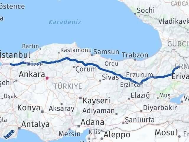 Kocaeli Kartepe Kars Arası Kaç Km - Yol Haritası