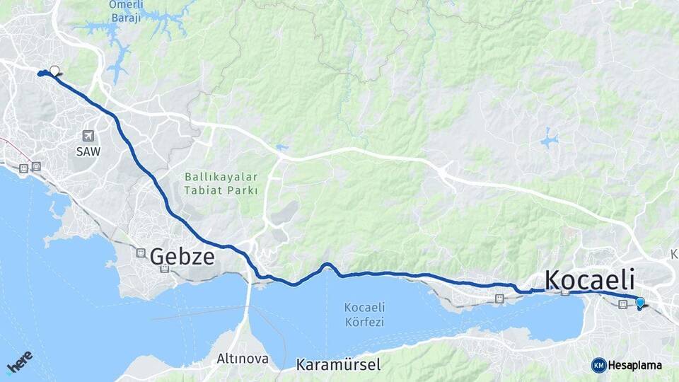 Kocaeli Kartepe Sultanbeyli İstanbul Arası Kaç Km - Yol Haritası