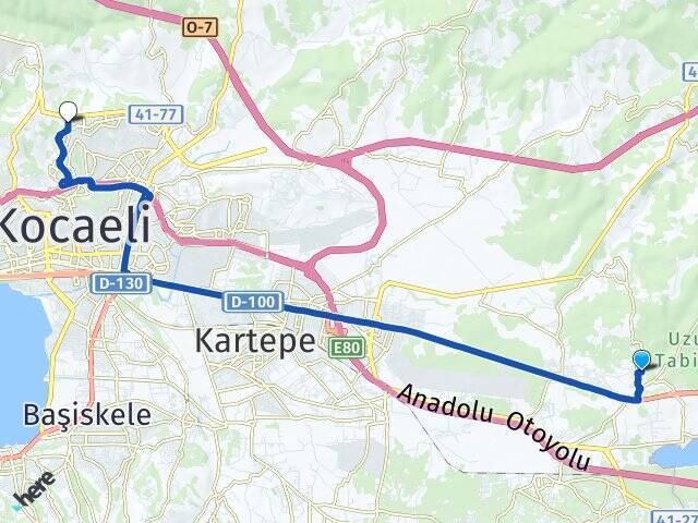 Uzuntarla Kocaeli Üniversitesi Arası Kaç Km - Yol Tarifi