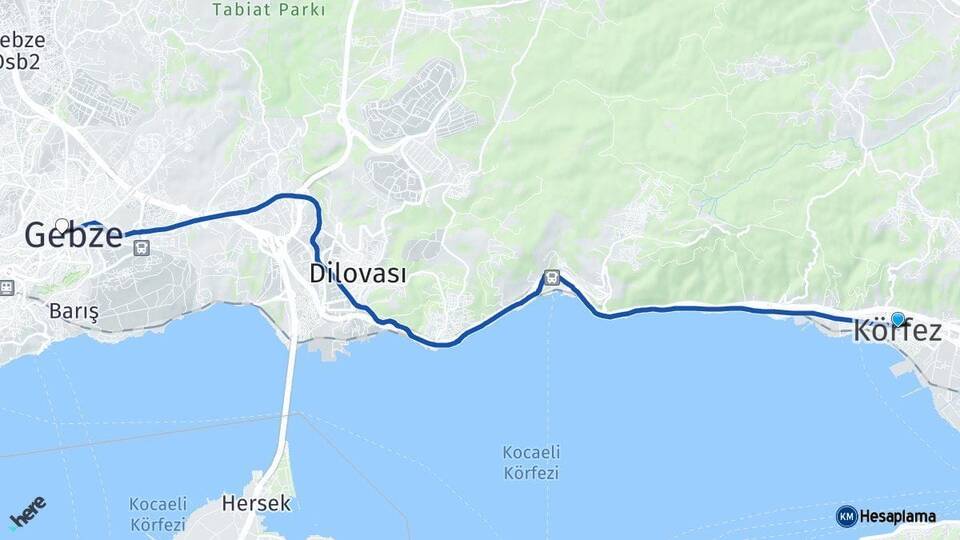 Kocaeli Körfez Gebze Arası Kaç Km - Yol Haritası