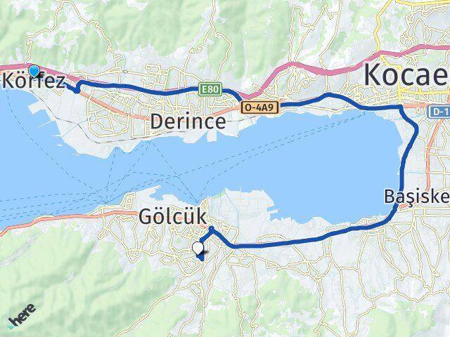 Kocaeli Körfez İpek Yolu Gölcük Arası Kaç Km - Yol Haritası