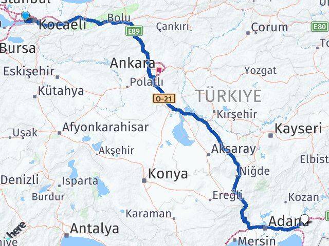 Kocaeli Körfez Osmaniye Arası Kaç Km - Yol Haritası