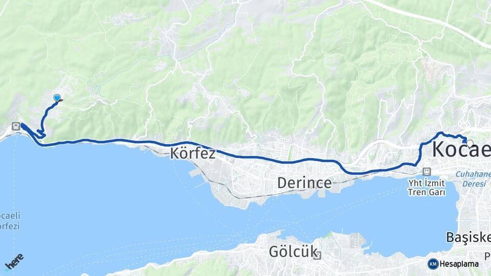 Yukarı Hereke Kocaeli Arası Kaç Km - Yol Tarifi
