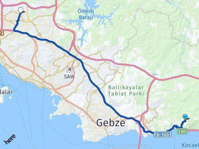 Yukarı Hereke Çekmeköy Arası Kaç Km - Yol Tarifi