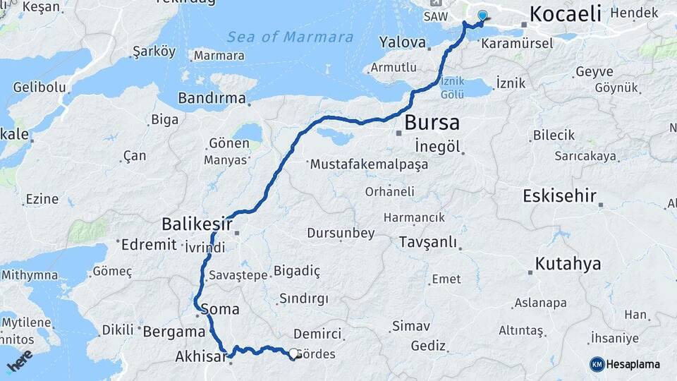 Yukarı Hereke Gördes Arası Kaç Km - Yol Tarifi