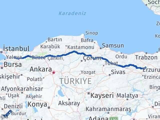 Kocaeli Köse Gümüşhane Arası Kaç Km - Yol Haritası
