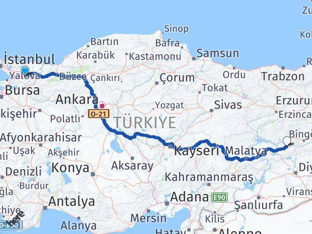 Kocaeli Kovancılar Elazığ Arası Kaç Km - Yol Haritası