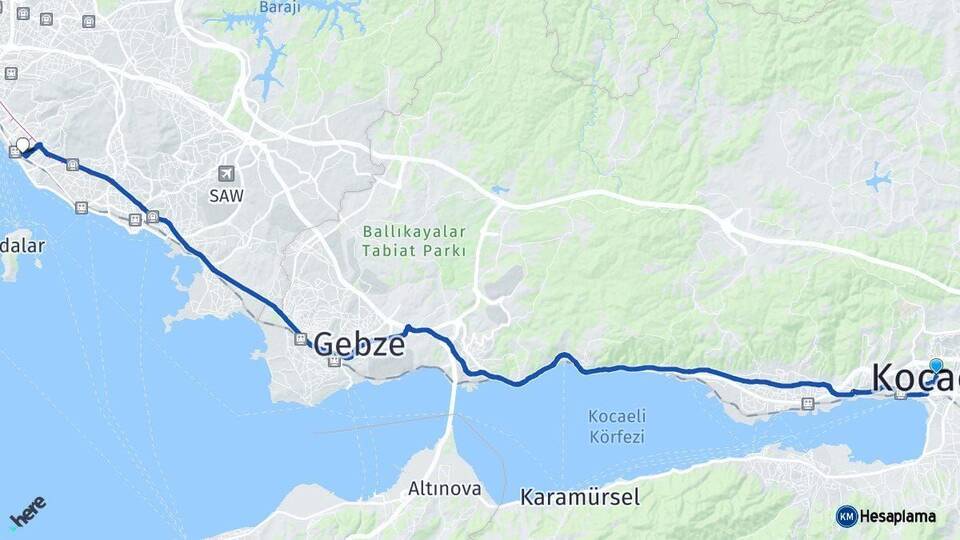 Kocaeli Maltepe İstanbul Arası Kaç Km - Yol Haritası