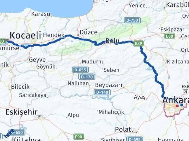 Kocaeli Mamak Arası Kaç Km - Yol Tarifi
