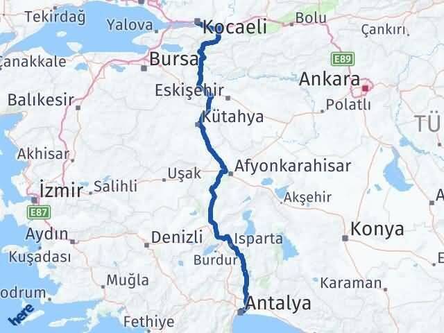 Kocaeli Muratpaşa Antalya Arası Kaç Km - Yol Haritası