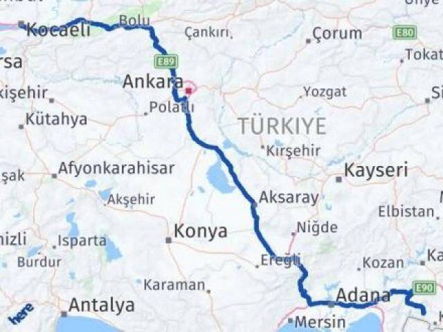 Kocaeli Musabeyli Kilis Arası Kaç Km - Yol Haritası