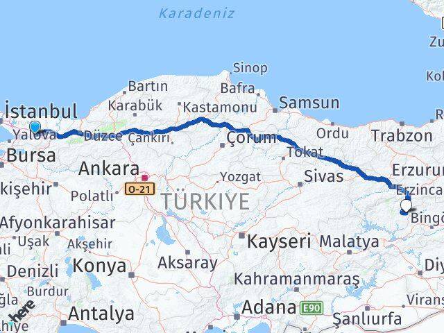 Kocaeli Nazımiye Tunceli Arası Kaç Km - Yol Haritası