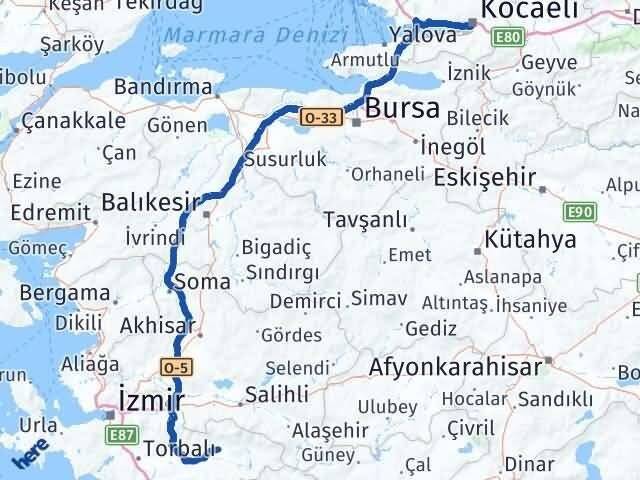 Kocaeli Ödemiş İzmir Arası Kaç Km - Yol Haritası
