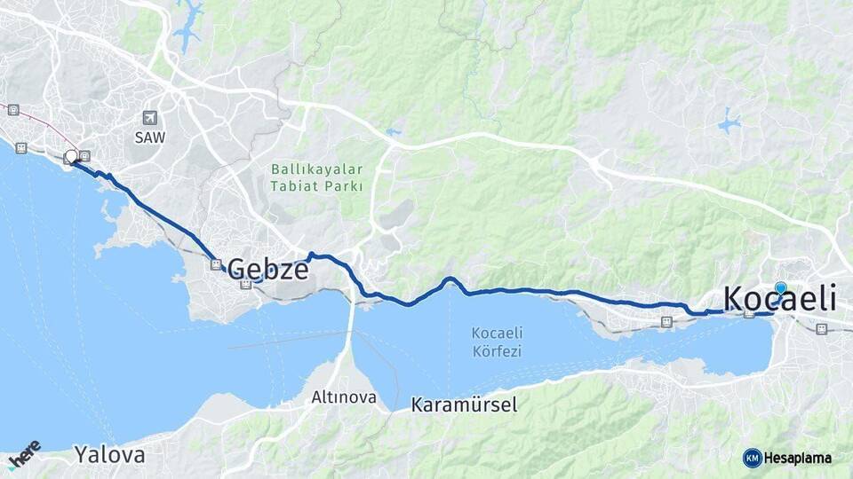 Kocaeli Pendik İstanbul Arası Kaç Km - Yol Haritası