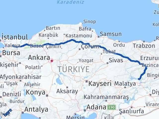 Kocaeli Pertek Tunceli Arası Kaç Km - Yol Haritası