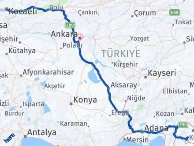 Kocaeli Polateli Kilis Arası Kaç Km - Yol Haritası