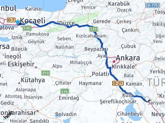 Kocaeli Sarıyahşi Aksaray Arası Kaç Km - Yol Haritası