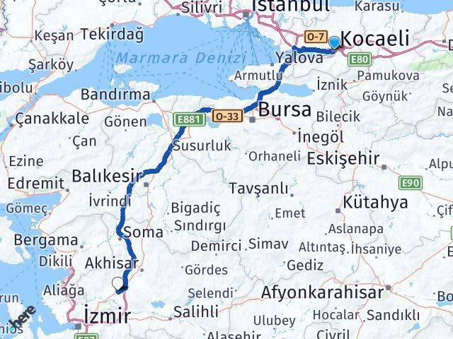 Kocaeli Saruhanlı Manisa Arası Kaç Km - Yol Haritası