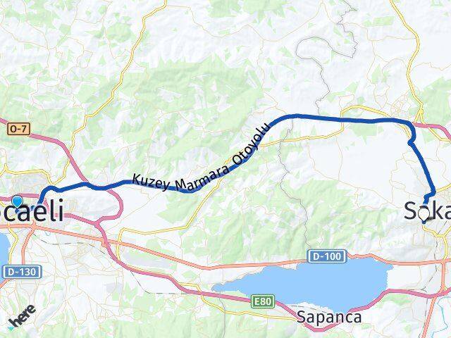 Kocaeli Serdivan Sakarya Arası Kaç Km - Yol Haritası