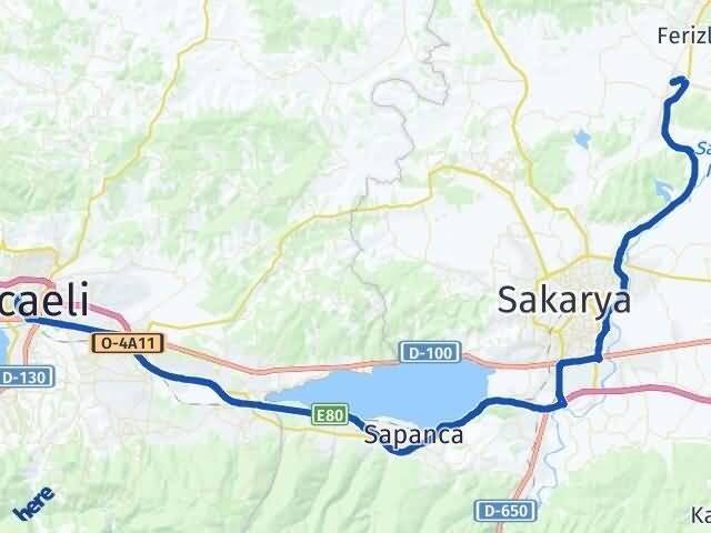 Kocaeli Söğütlü Sakarya Arası Kaç Km - Yol Haritası