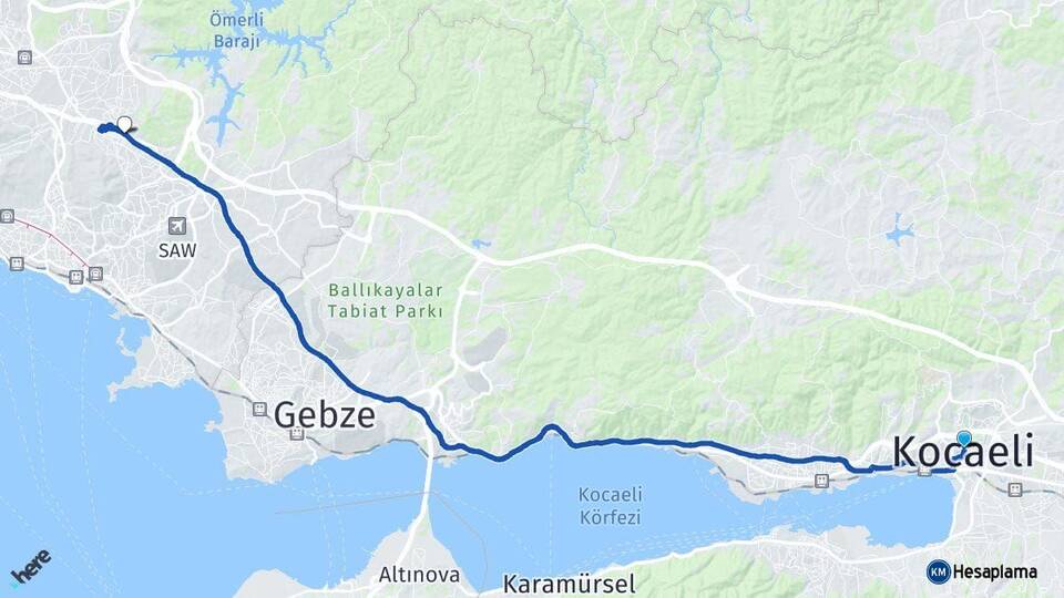 Kocaeli Sultanbeyli İstanbul Arası Kaç Km - Yol Haritası