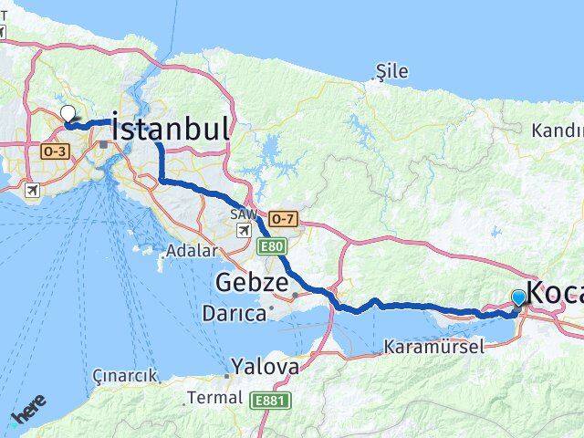 Kocaeli Sultangazi İstanbul Arası Kaç Km - Yol Haritası
