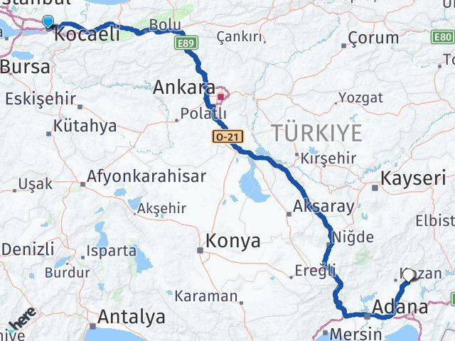 Kocaeli Sumbas Osmaniye Arası Kaç Km - Yol Haritası