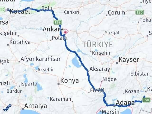Kocaeli Türkoğlu Kahramanmaraş Arası Kaç Km - Yol Haritası