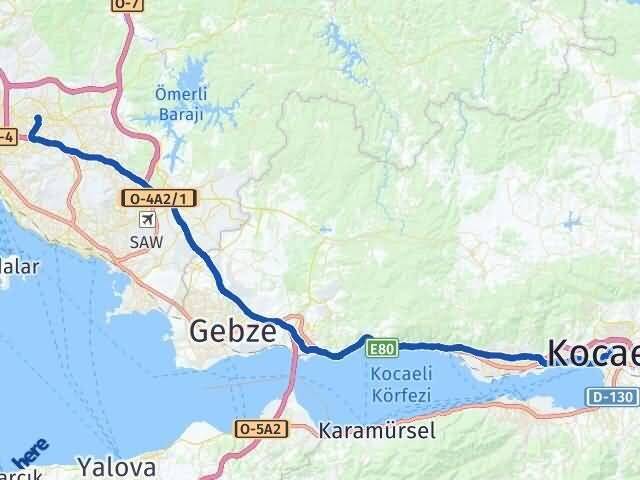 Kocaeli Ümraniye İstanbul Arası Kaç Km - Yol Haritası