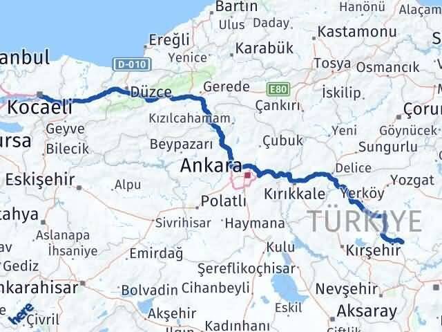 Kocaeli Yenifakılı Yozgat Arası Kaç Km - Yol Haritası