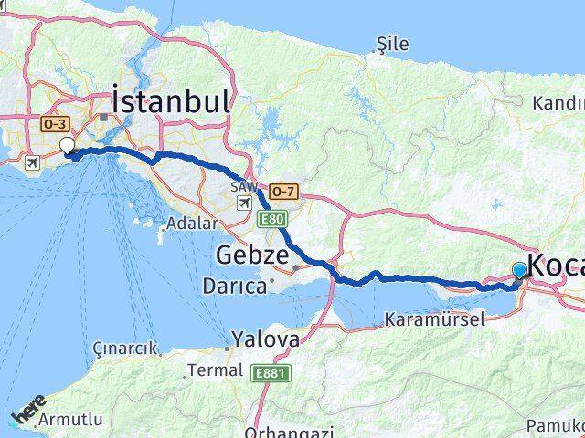 Kocaeli Zeytinburnu İstanbul Arası Kaç Km - Yol Haritası
