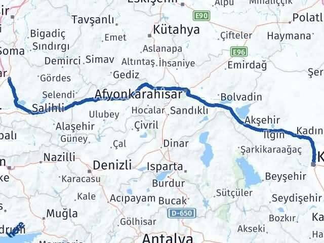 Konya Akhisar Manisa Arası Kaç Km - Yol Haritası