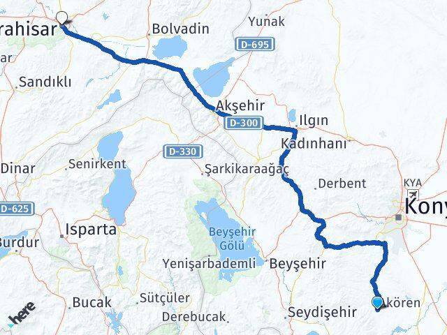 Akören Afyonkarahisar Arası Kaç Km - Yol Tarifi