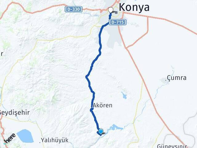 Belkuyu Konya YHT Garı Arası Kaç Km - Yol Tarifi