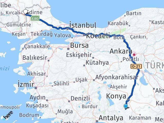 Akören Edirne Arası Kaç Km - Yol Tarifi