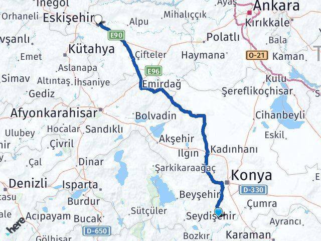 Akören Eskişehir Arası Kaç Km - Yol Tarifi
