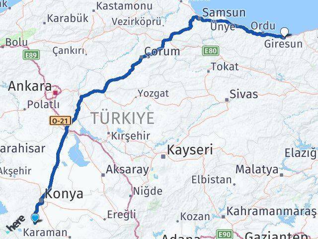 Akören Giresun Arası Kaç Km - Yol Tarifi