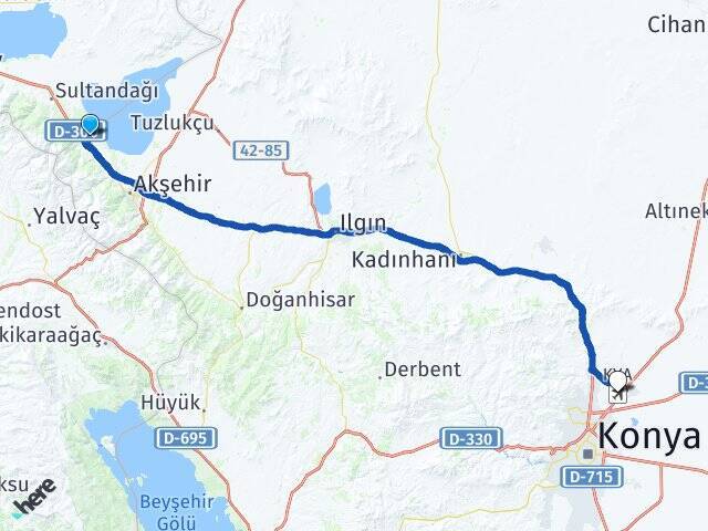 Gölçayır Konya Havalimanı Arası Kaç Km - Yol Tarifi
