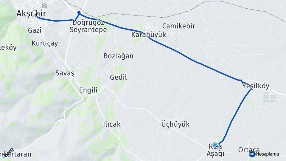 Reis Akşehir Arası Kaç Km - Yol Tarifi