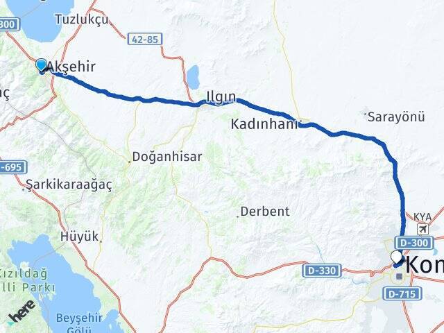 Selçuk Selçuklu YHT Garı Arası Kaç Km - Yol Tarifi