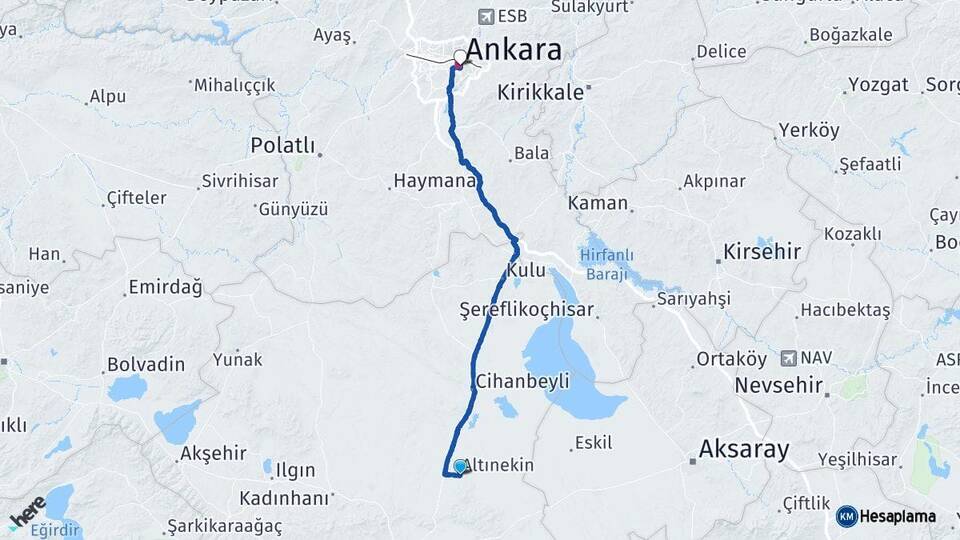 Altınekin Ankara Arası Kaç Km - Yol Tarifi