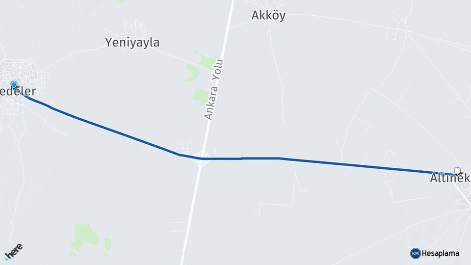 Dedeler Altınekin Arası Kaç Km - Yol Tarifi