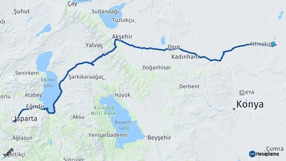 Altınekin Isparta Arası Kaç Km - Yol Tarifi