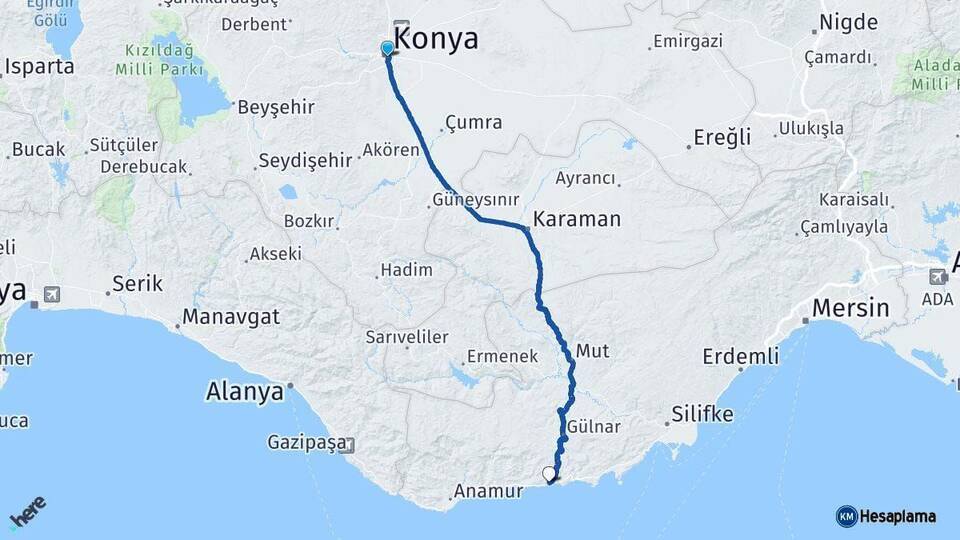 Konya Aydıncık Arası Kaç Km - Yol Tarifi