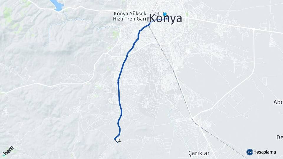 Konya Bayat Meram Arası Kaç Km - Yol Haritası