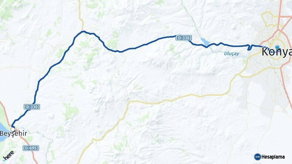 Konya Beyşehir Arası Kaç Km - Yol Haritası