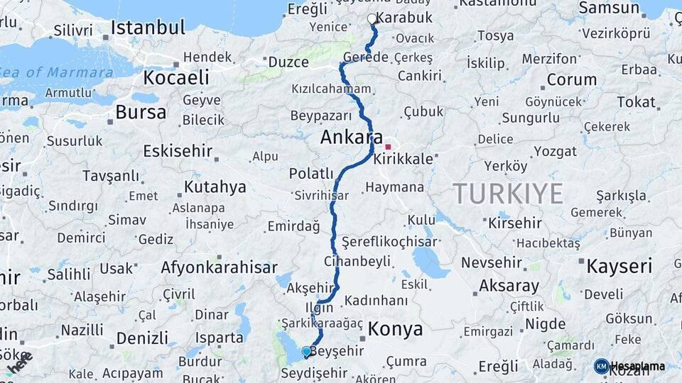 Beyşehir Karabük Arası Kaç Km - Yol Tarifi
