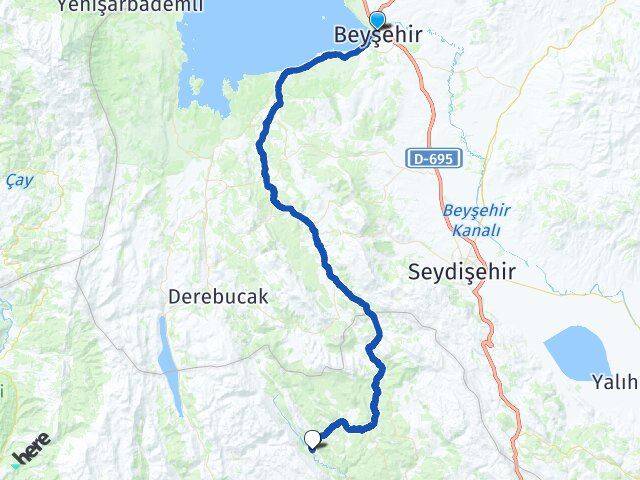 Konya Beyşehir Kuyucak Akseki Antalya Arası Kaç Km - Yol Haritası