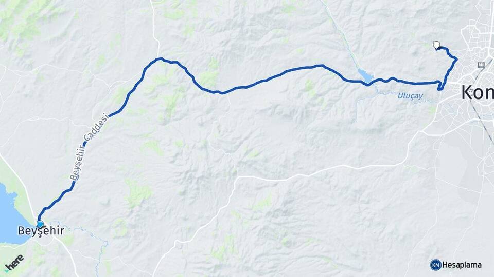 Konya Beyşehir Sille Selçuklu Arası Kaç Km - Yol Haritası
