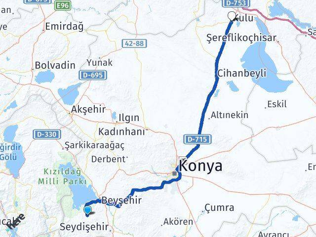 Konya Beyşehir Üzümlü Kulu Arası Kaç Km - Yol Haritası